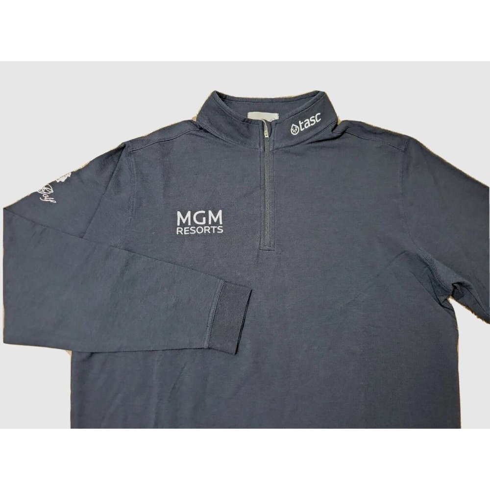 Tour Issue Benny Taylor Men Pullover Sweater 1/4 Zip TASC Trump MGM Golf NAVY #2